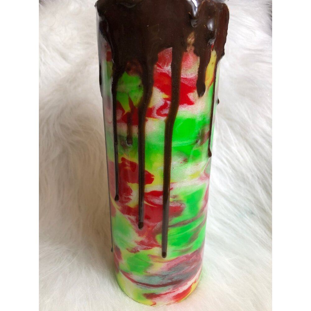 Tumbler With Straw Chocolate Drizzle Topper Rainbow Swirl - 20 Oz Drink Holder - Picture 4 of 8